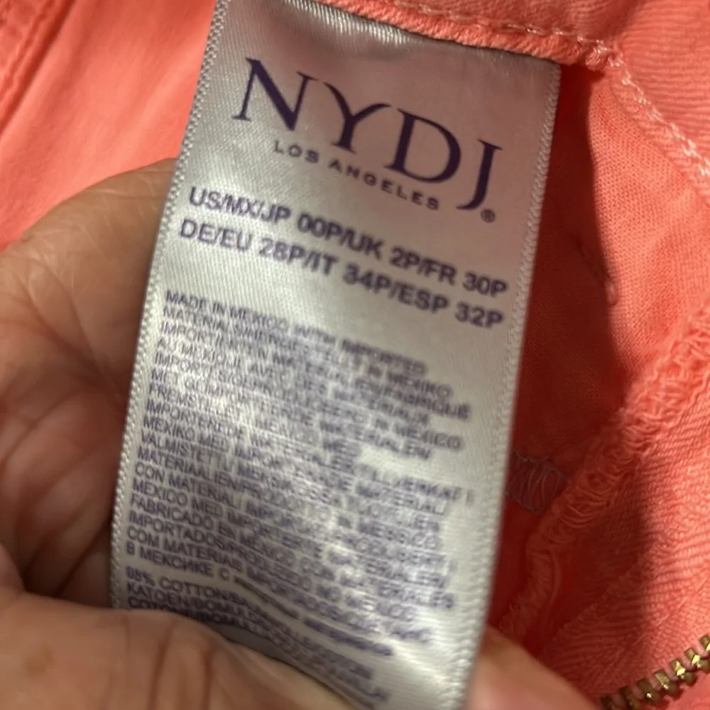 NYDJ Los Angeles Alina Lift x Tuck technology convertible ankle coral jeans 00P - Picture 7 of 7